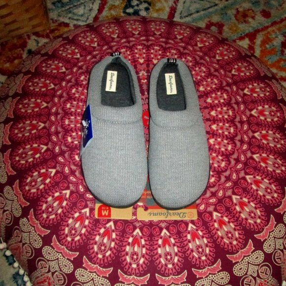 NWT Memory Foam No Sweat DF Nathan Dark Heather Gray Waffle Knit Clog Slipper M Dearfoams womens Nathan Waffle Knit Clog Slipper, Dark  main image 3